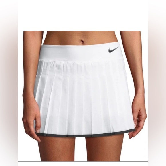 Nike Dresses & Skirts - Nike Dri-Fit Victory Tennis white Skirt Size medium w/black Bella Hadid RARE